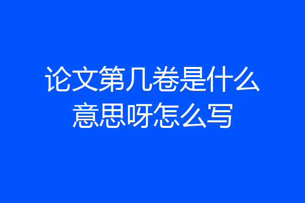 论文第几卷是什么意思呀怎么写