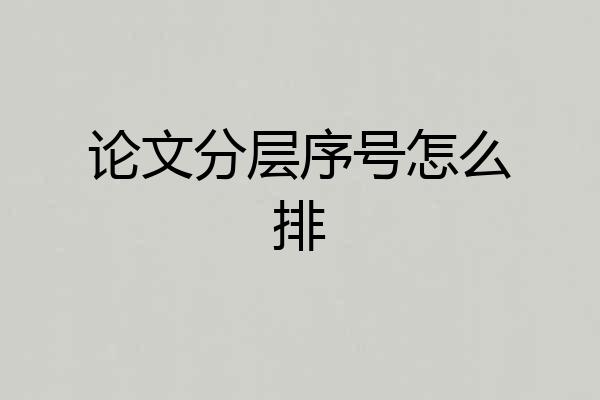 论文分层序号怎么排