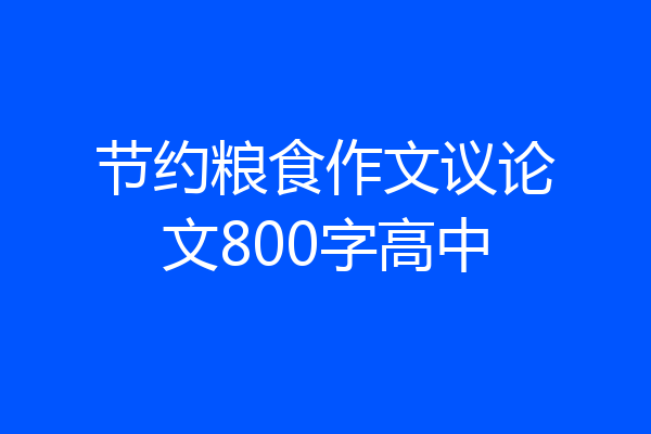 节约粮食作文议论文800字高中