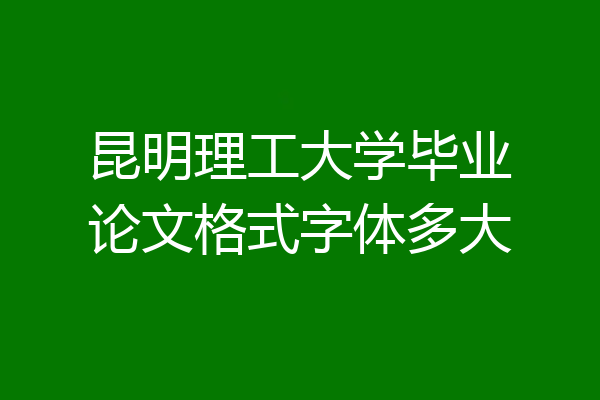 昆明理工大学毕业论文格式字体多大
