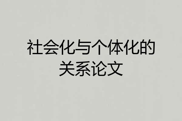 社会化与个体化的关系论文