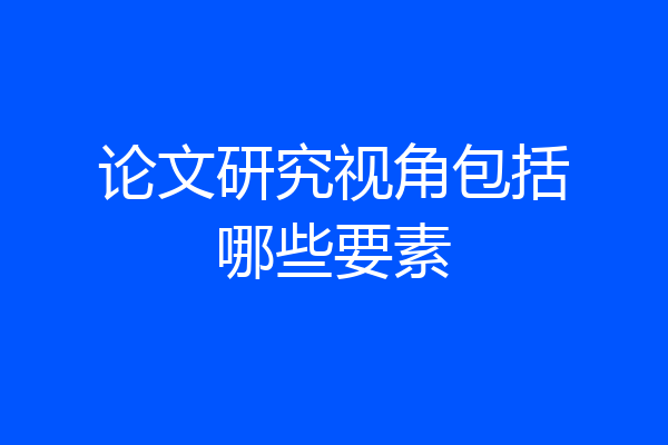 论文研究视角包括哪些要素