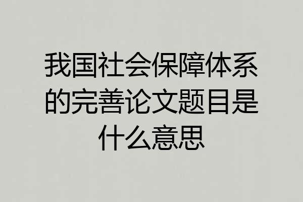 我国社会保障体系的完善论文题目是什么意思