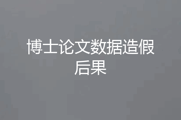 博士论文数据造假后果