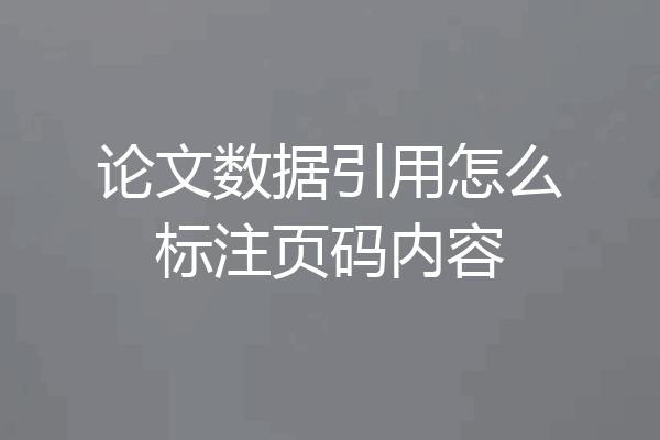 论文数据引用怎么标注页码内容