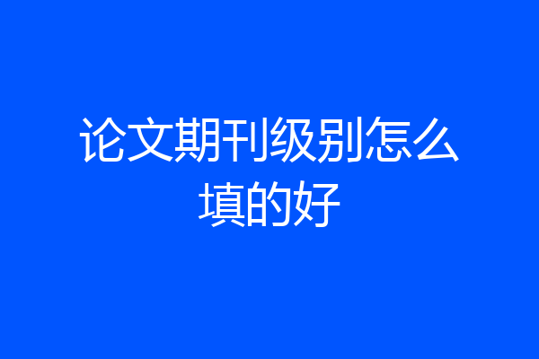 论文期刊级别怎么填的好