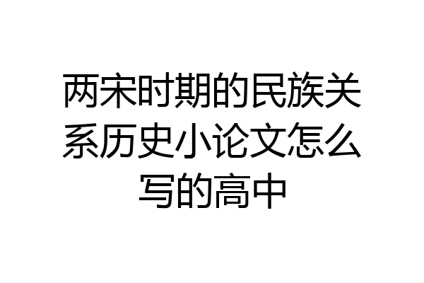 两宋时期的民族关系历史小论文怎么写的高中