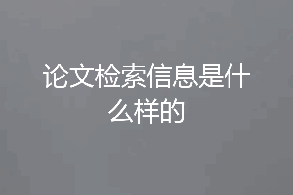 论文检索信息是什么样的