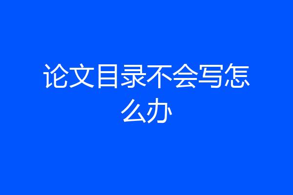 论文目录不会写怎么办