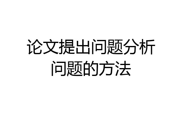 论文提出问题分析问题的方法
