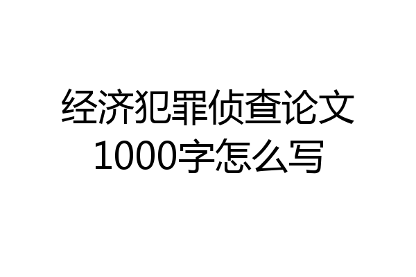 经济犯罪侦查论文1000字怎么写