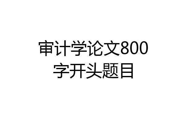 审计学论文800字开头题目
