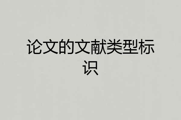 论文的文献类型标识