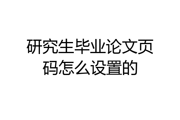 研究生毕业论文页码怎么设置的