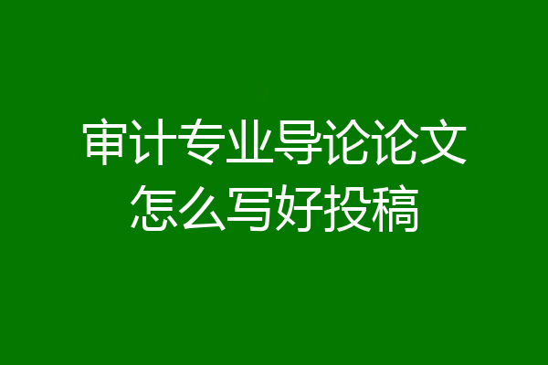 审计专业导论论文怎么写好投稿