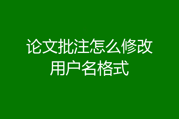 论文批注怎么修改用户名格式