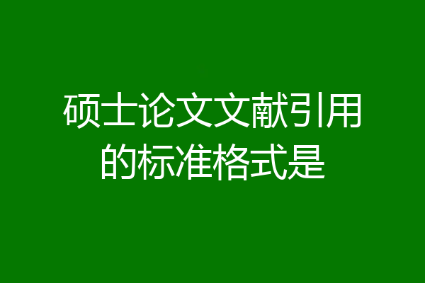 硕士论文文献引用的标准格式是