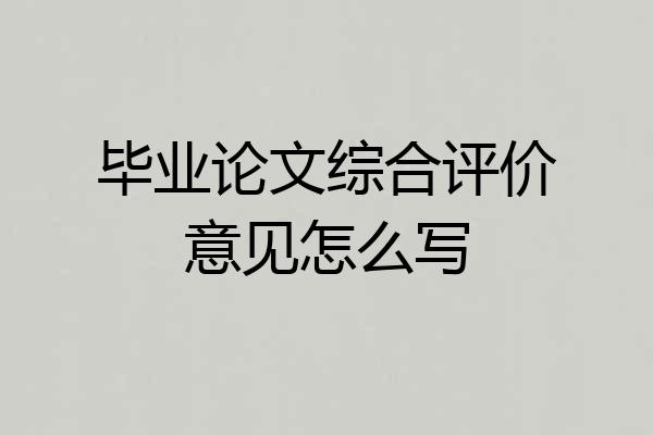 毕业论文综合评价意见怎么写