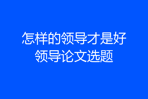 怎样的领导才是好领导论文选题