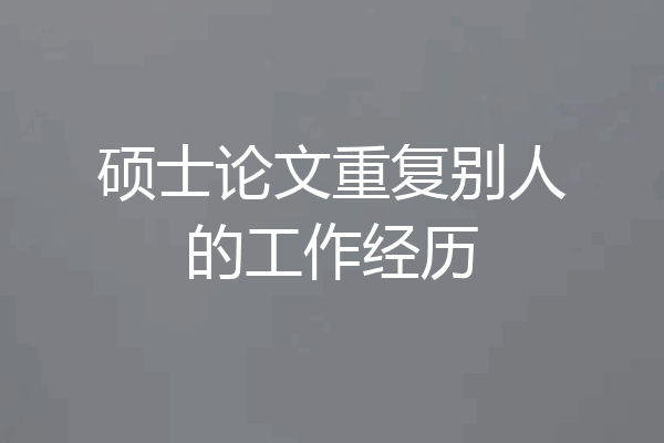 硕士论文重复别人的工作经历