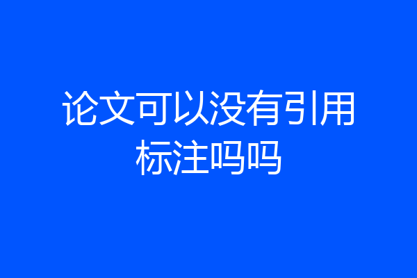 论文可以没有引用标注吗吗
