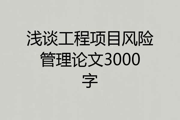 浅谈工程项目风险管理论文3000字