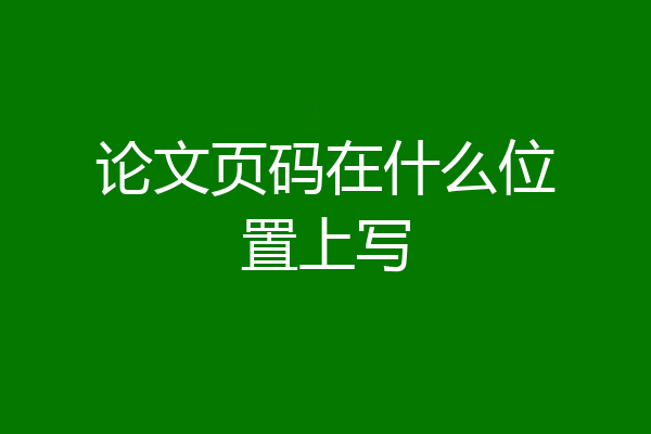论文页码在什么位置上写