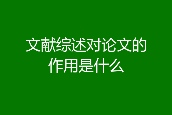 文献综述对论文的作用是什么