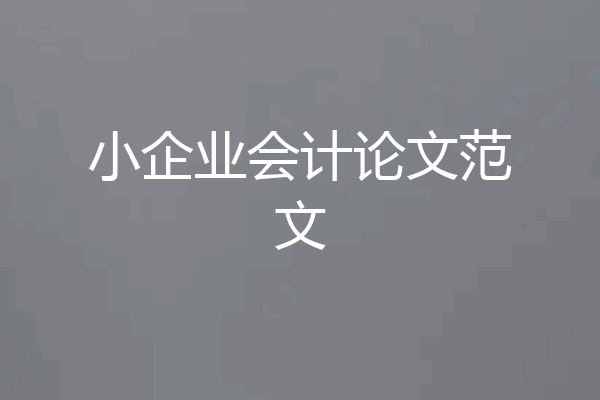 小企业会计论文范文