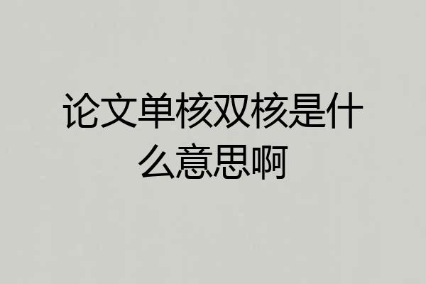 论文单核双核是什么意思啊
