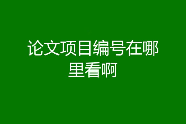 论文项目编号在哪里看啊