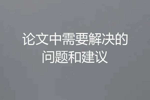论文中需要解决的问题和建议