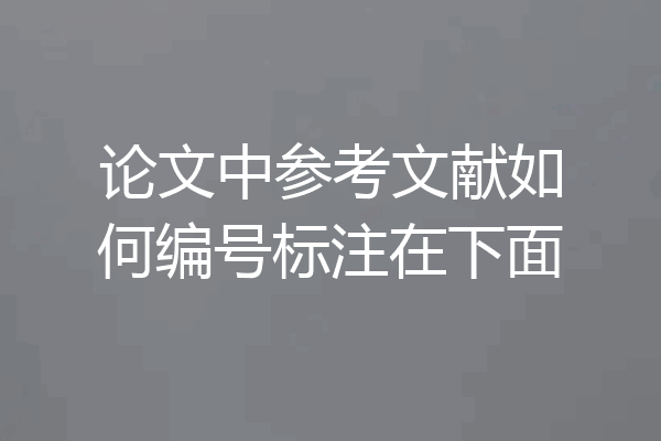 论文中参考文献如何编号标注在下面