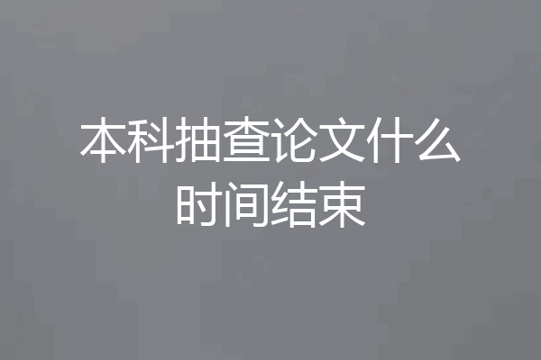 本科抽查论文什么时间结束