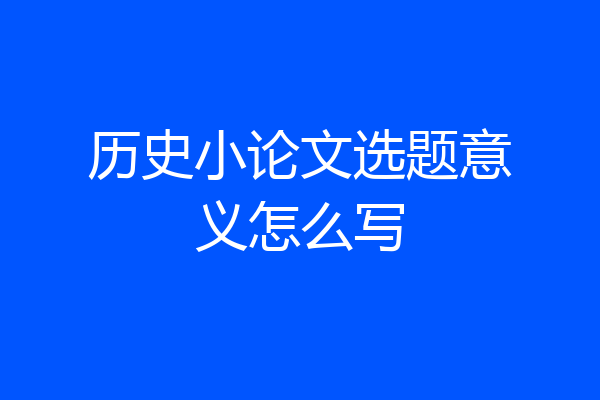 历史小论文选题意义怎么写