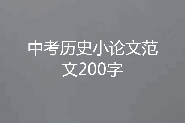 中考历史小论文范文200字
