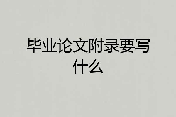 毕业论文附录要写什么