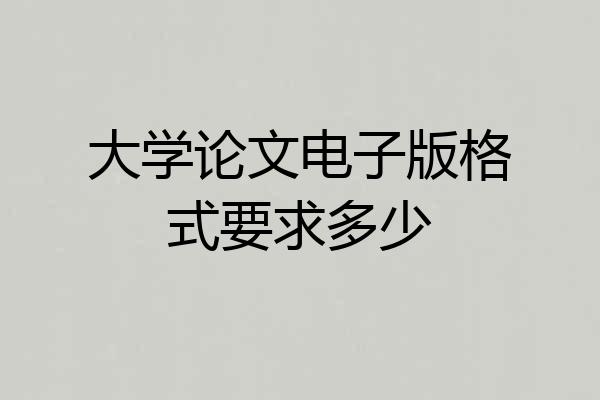 大学论文电子版格式要求多少