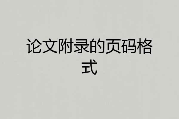 论文附录的页码格式
