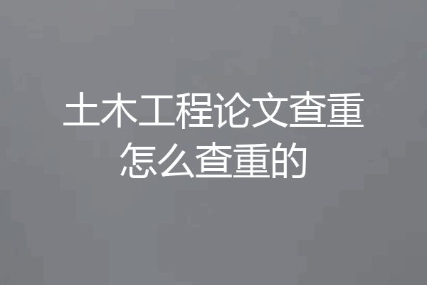 土木工程论文查重怎么查重的