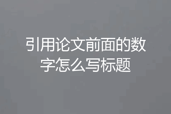 引用论文前面的数字怎么写标题