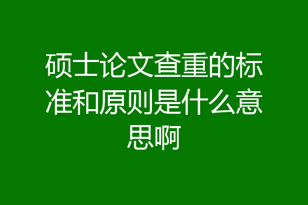 硕士论文查重的标准和原则是什么意思啊