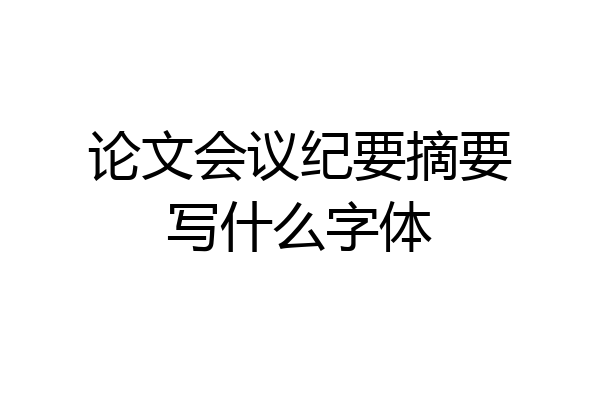 论文会议纪要摘要写什么字体
