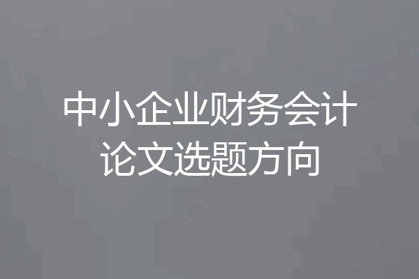 中小企业财务会计论文选题方向