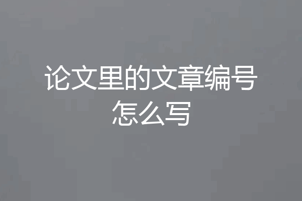 论文里的文章编号怎么写