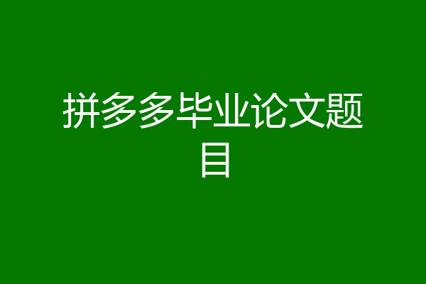 拼多多毕业论文题目