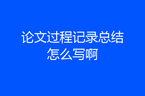 论文过程记录总结怎么写啊