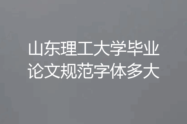 山东理工大学毕业论文规范字体多大
