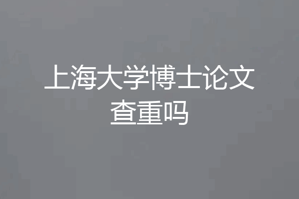 上海大学博士论文查重吗