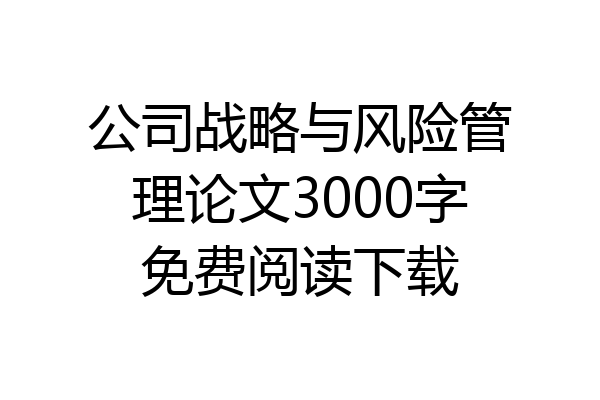 公司战略与风险管理论文3000字免费阅读下载